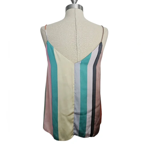 ZARA Multicolor Striped Spaghetti Strap Satin Top | SZ M - Picture 5 of 11